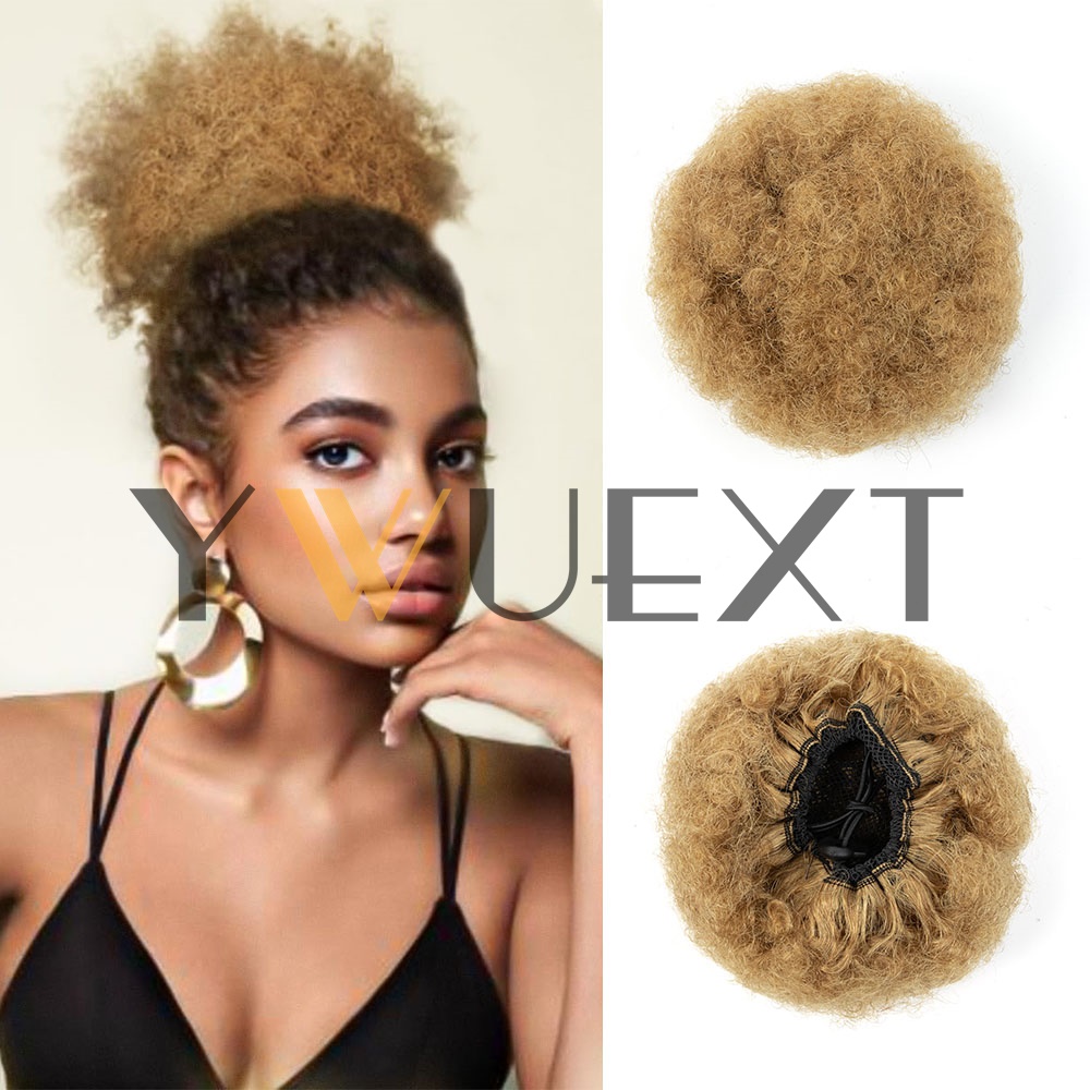 Drawstring Afro Curly Puff Ponytail - YWUEXT Honey Gold Afro Kinky Puff