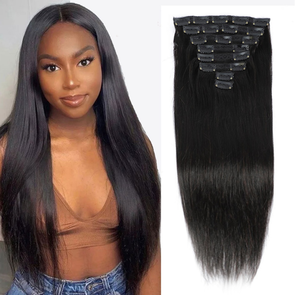 Seamless Clip In Hair Extensions Human Hair - Clip dritta naturale nelle estensioni dei