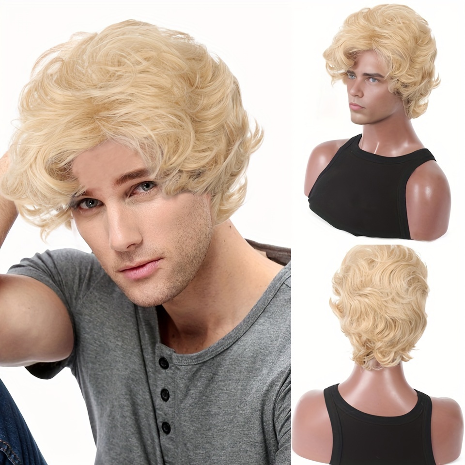 Synthetic Wigs - Parrucca bionda da uomo, parrucca sintetica