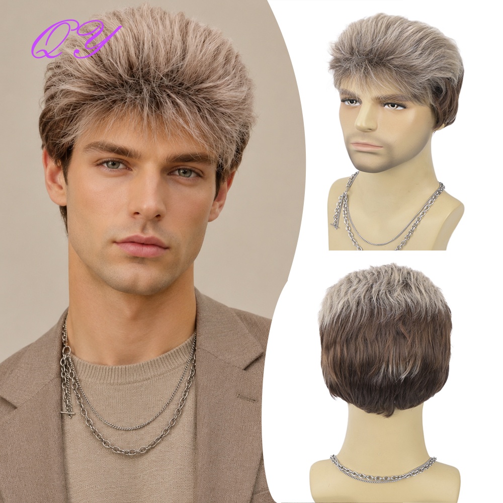 Synthetic Wigs - Parrucca sintetica corta marrone paglierino da