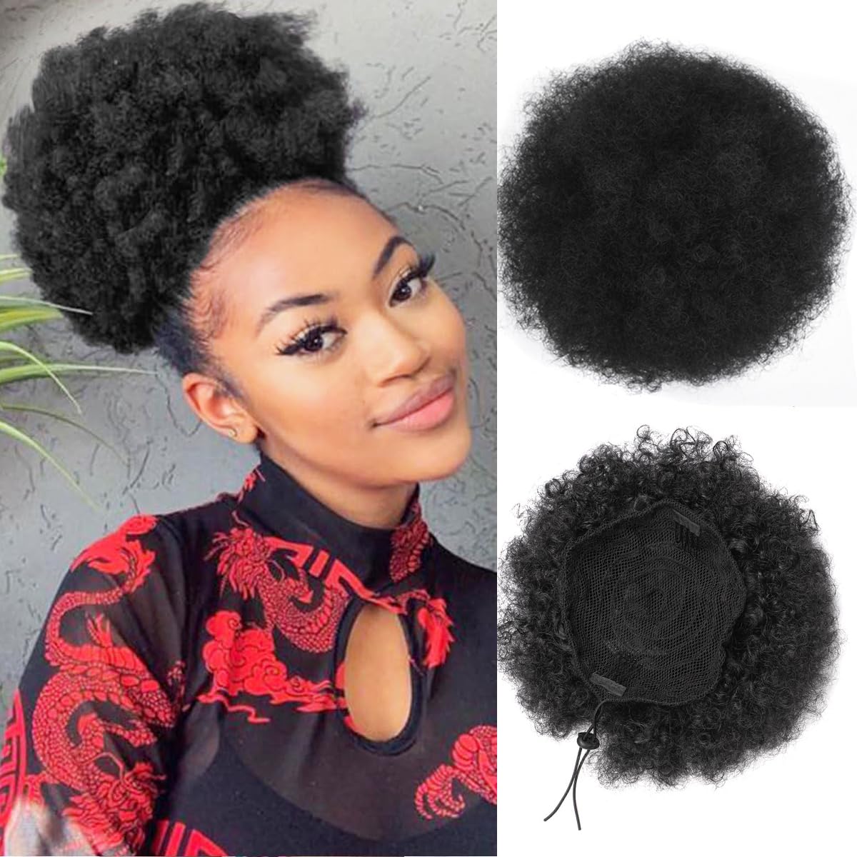 Drawstring Afro Curly Puff Ponytail - Coda di cavallo afro con coulisse