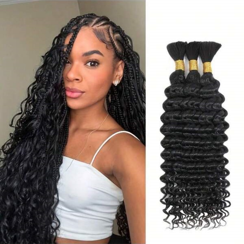 Water Wave Bulk Human Hair For Braiding - 2 pacchi onda d'acqua estensione dei