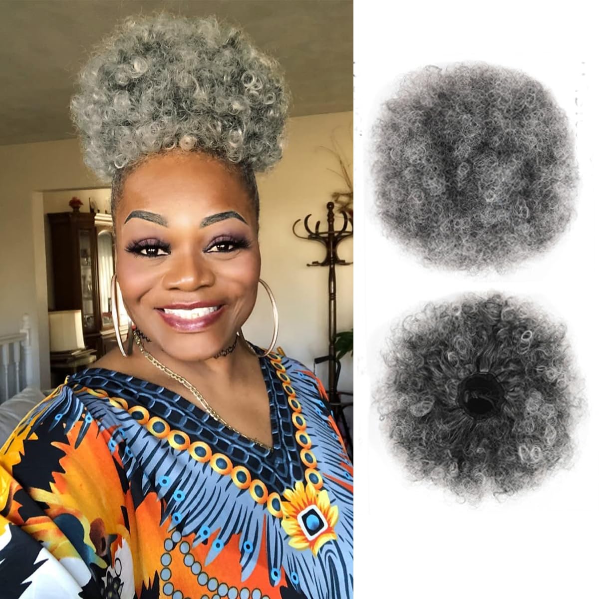 Drawstring Afro Curly Puff Ponytail - Coda di cavallo afro con coulisse,