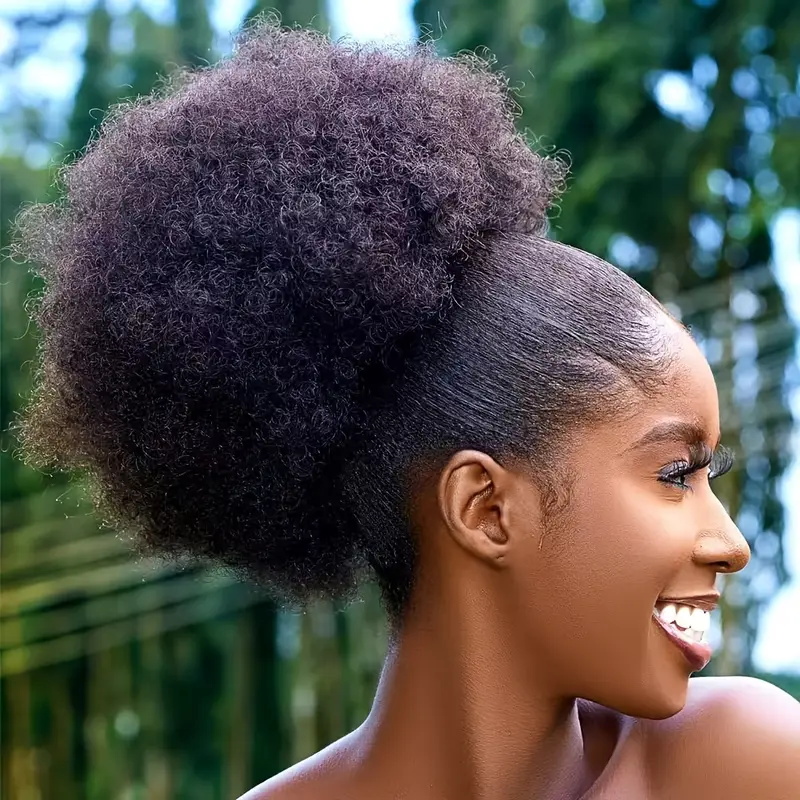 Drawstring Afro Curly Puff Ponytail - 1pc da donna 10 pollici Afro