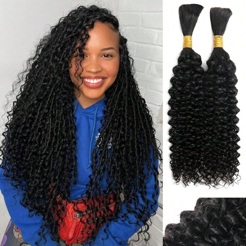 Water Wave Bulk Human Hair For Braiding - Capelli Umani per Treccine Senza Trama,