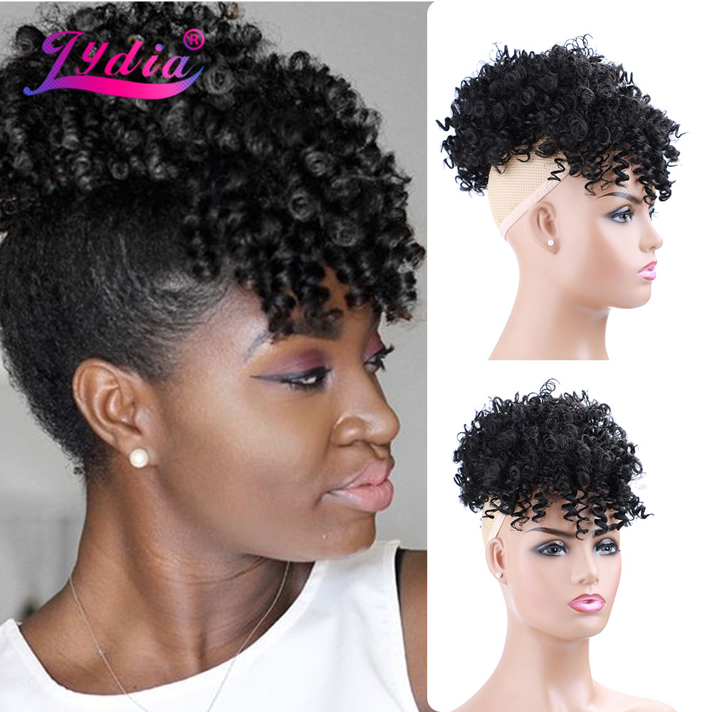 Drawstring Afro Curly Puff Ponytail - Lydia Coulisse Sintetica Alta Soffio Afro