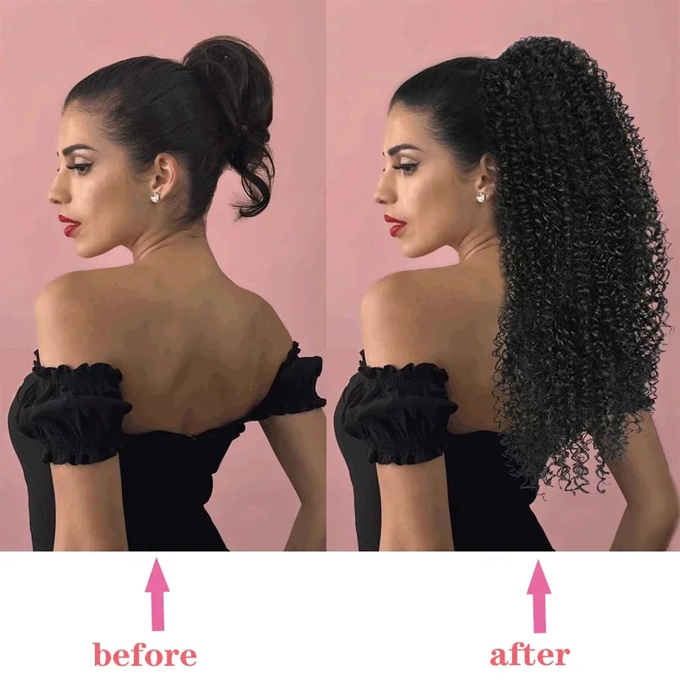 Estensione della coda di caval - Drawstring Afro Curly Puff Ponytail recensione e prezzo
