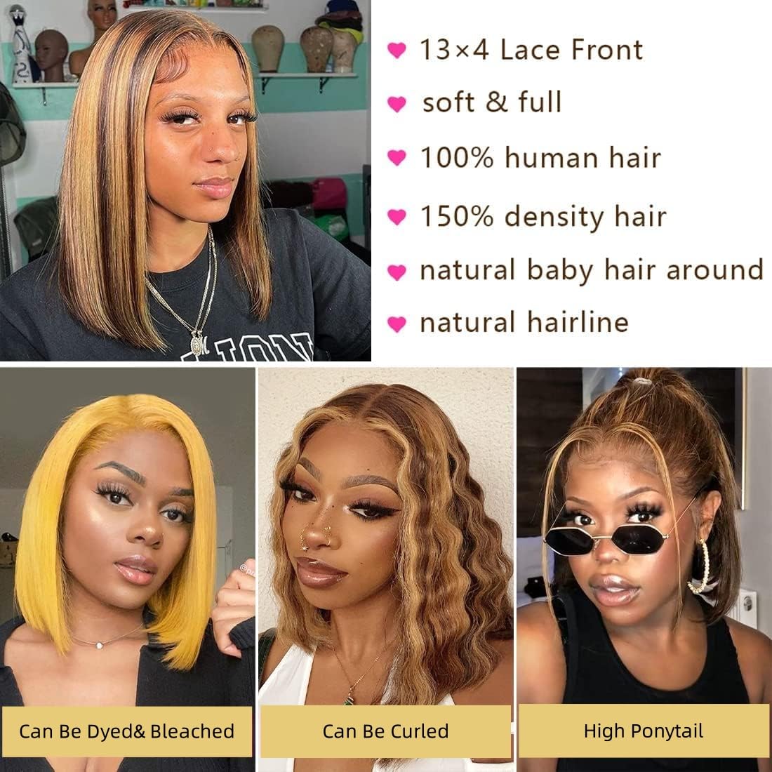 Parrucca Bob in Capelli Umani  - Pre Parted 13X4 Lace Front Bob Wig recensione e prezzo