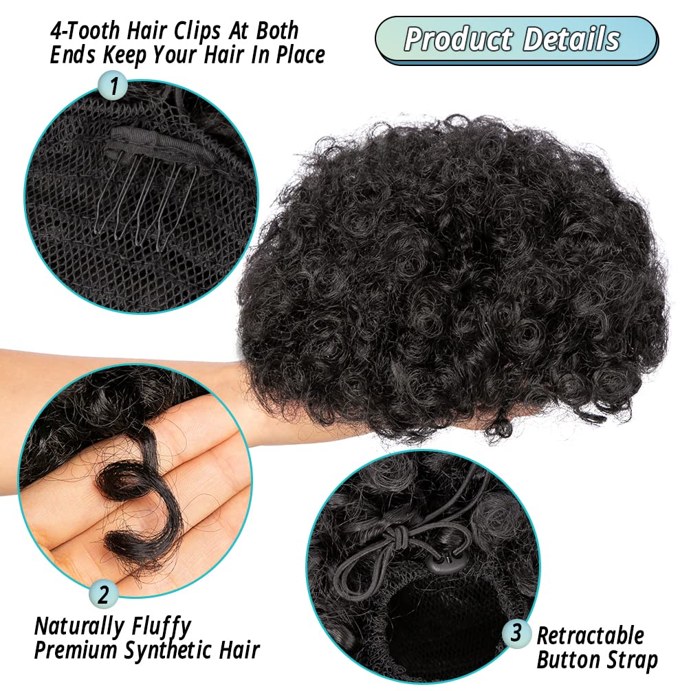 Coda di cavallo sintetica con  - Drawstring Afro Curly Puff Ponytail recensione e prezzo